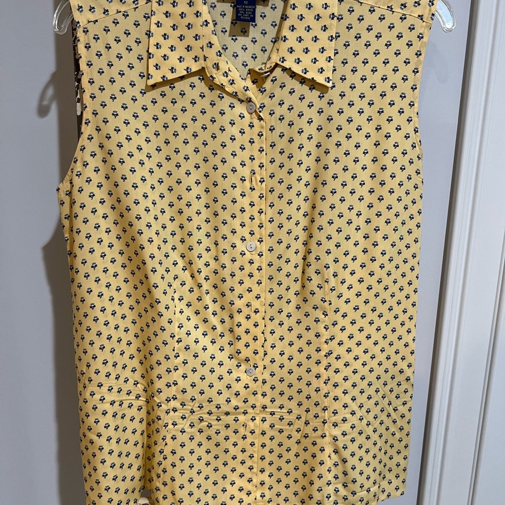 Charter Club Yellow Sleeveless Button Down Shirt Skirt Set